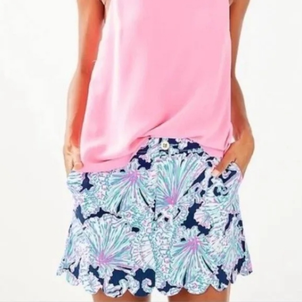 Lilly Pulitzer Colette Scallop Hem Skort in Deep Sea Navy Size 12